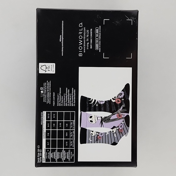 The Nightmare Before Christmas  Jack Skellington Men 3 Pair Crew Sock Size 10-13 - Picture 6 of 8